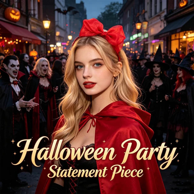 Alt view image 5 of 7 - Bnikion Red Bow Headband Lace Bowknot Headband Big Bow Ribbon Hair Hoop Cute Girls Kids Halloween Christmas Party