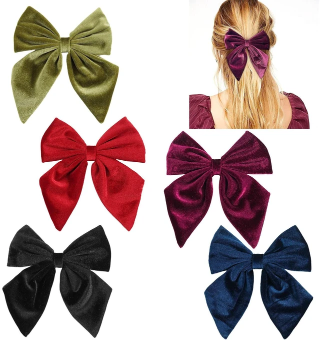 Alt view image 2 of 7 - Spenlly Women Teens Girls Velvet Hair Bows Clip Kids Little Girls Hair Bow Alligator Clip Hair Barrettes Headwear Hair Accessories (Deep Brown)