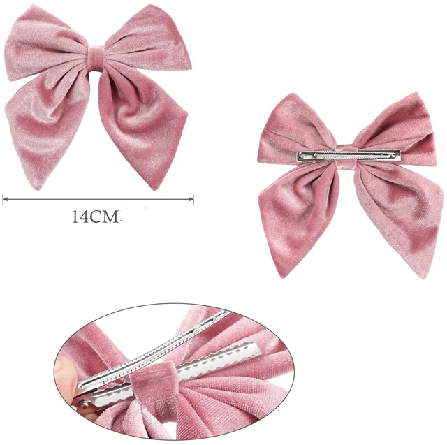 Alt view image 6 of 7 - Spenlly Women Teens Girls Velvet Hair Bows Clip Kids Little Girls Hair Bow Alligator Clip Hair Barrettes Headwear Hair Accessories (Deep Brown)