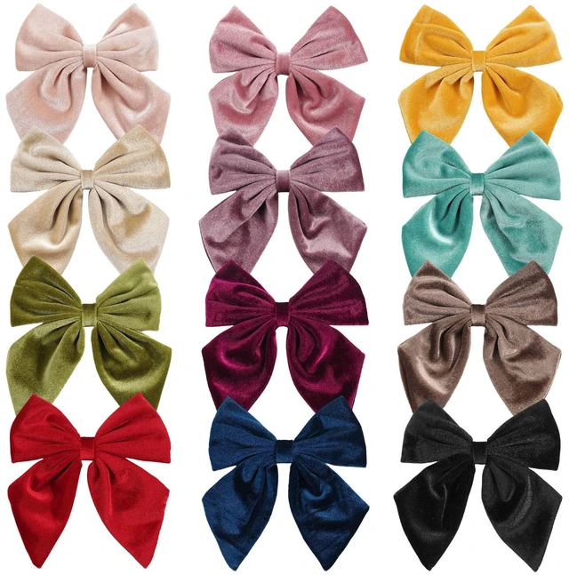Alt view image 7 of 7 - Spenlly Women Teens Girls Velvet Hair Bows Clip Kids Little Girls Hair Bow Alligator Clip Hair Barrettes Headwear Hair Accessories (Deep Brown)
