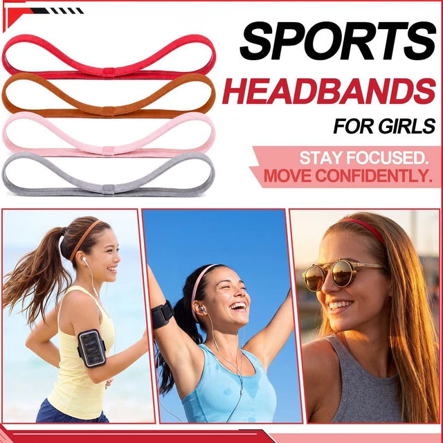 Alt view image 5 of 7 - Sumind Thick Non-Slip Elastic Sport Headbands, Elastic Silicone Grip Exercise Hair and Sweatbands for Yoga (Brown Tones,4 Pieces)