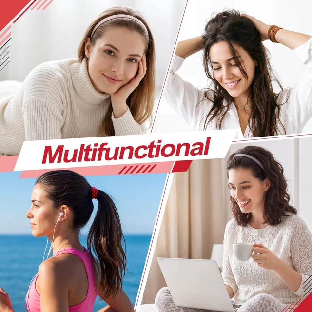 Alt view image 7 of 7 - Sumind Thick Non-Slip Elastic Sport Headbands, Elastic Silicone Grip Exercise Hair and Sweatbands for Yoga (Brown Tones,4 Pieces)