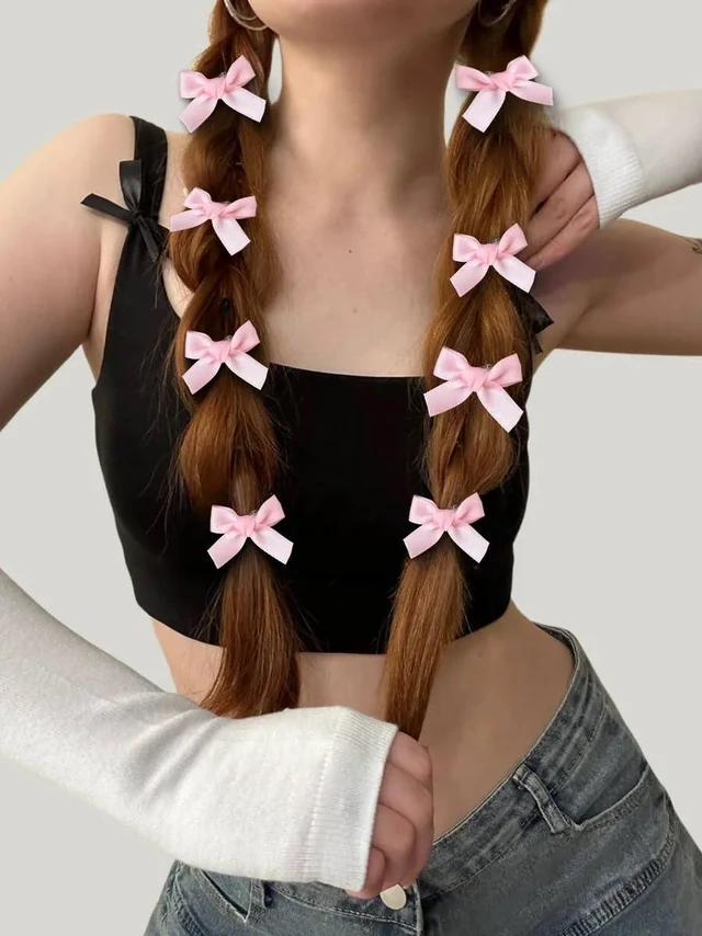 Alt view image 4 of 7 - Ayesha 25PCS Pink Bow Clips Tiny Hair Bow Cute Hair Accessory for Girls | Hair Clips | Non-slip | Without Pulling or Snagging | Pink Hair Accessories