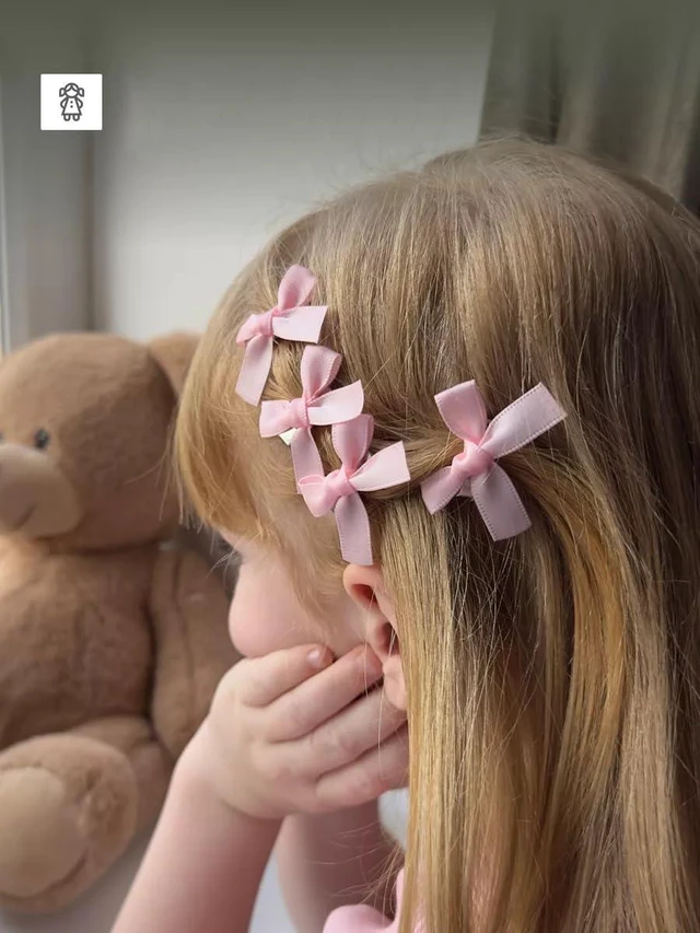 Alt view image 5 of 7 - Ayesha 25PCS Pink Bow Clips Tiny Hair Bow Cute Hair Accessory for Girls | Hair Clips | Non-slip | Without Pulling or Snagging | Pink Hair Accessories