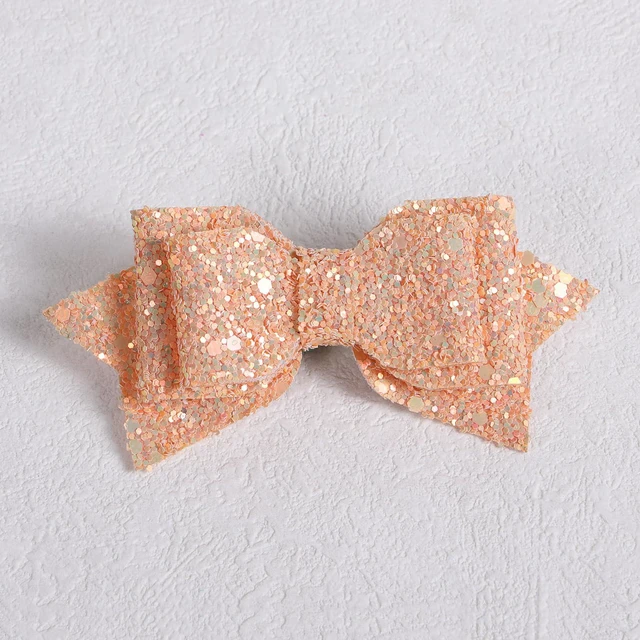 Alt view image 6 of 7 - 4 inch Glitter Light Pink Hair Bows Clips Sparkling Sequin Cheer Barrettes Alligator Hairpins for Toddler Teens School Girls Children Women Xmas Valentines Birthday Gift