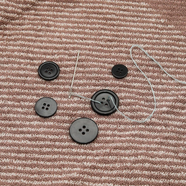 Alt view image 6 of 6 - Lilaly Black Sewing Buttons, 100 pcs, 5 Sizes Round Buttons for Clothes | 100 round black resin sewing buttons in 5 sizes, from 0.39 to 1 in, with 4 holes for clothes, mending, and DIY crafts.