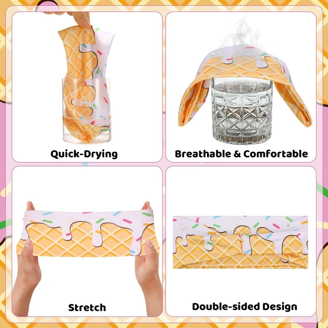 Alt view image 3 of 7 - 3 Set/6 Pcs Ice Cream Baseball Headbands and Arm Sleeves | UV Protection Cooling Sleeve for Youth Teen Adult Football Basketball Gym Party Favors