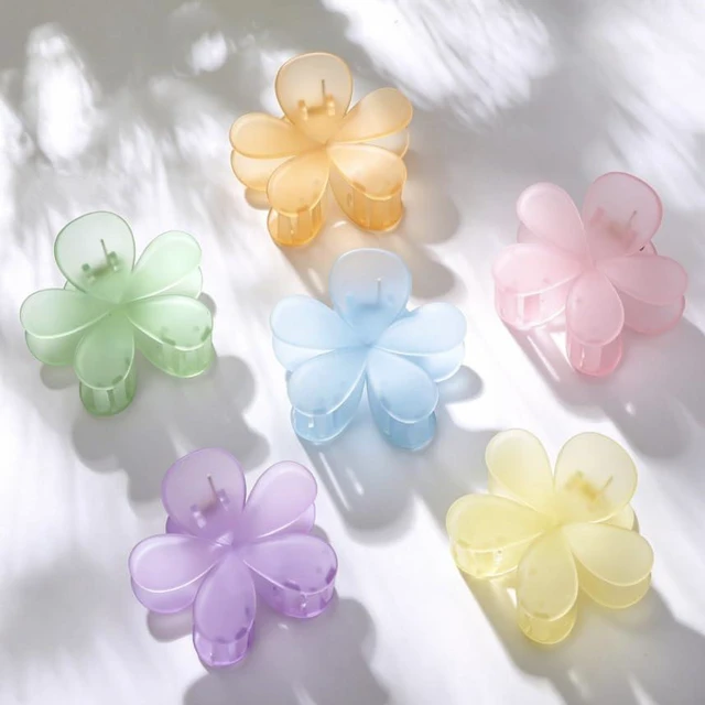 Alt view image 5 of 7 - 6 Pcs Flower Hair Claw Clips for Women, Ice Cream Color Large Claw Clips with Strong Hold Non Slip, Cute Hair Accessories for Thick Thin Curly Hair (Ice Cream)