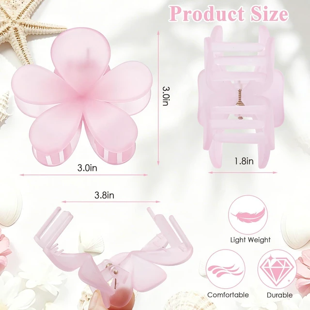 Alt view image 4 of 7 - 6 Pcs Flower Hair Claw Clips for Women, Ice Cream Color Large Claw Clips with Strong Hold Non Slip, Cute Hair Accessories for Thick Thin Curly Hair (Ice Cream)