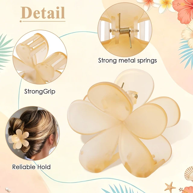 Alt view image 6 of 7 - 6 Pcs Flower Hair Claw Clips for Women, Ice Cream Color Large Claw Clips with Strong Hold Non Slip, Cute Hair Accessories for Thick Thin Curly Hair (Ice Cream)