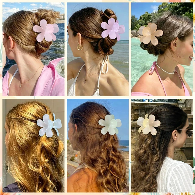 Alt view image 7 of 7 - 6 Pcs Flower Hair Claw Clips for Women, Ice Cream Color Large Claw Clips with Strong Hold Non Slip, Cute Hair Accessories for Thick Thin Curly Hair (Ice Cream)
