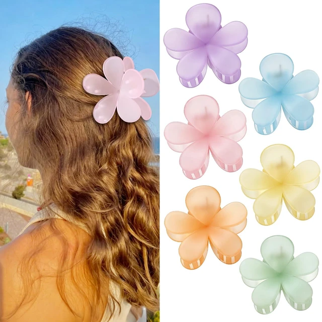 Alt view image 2 of 7 - 6 Pcs Flower Hair Claw Clips for Women, Ice Cream Color Large Claw Clips with Strong Hold Non Slip, Cute Hair Accessories for Thick Thin Curly Hair (Ice Cream)