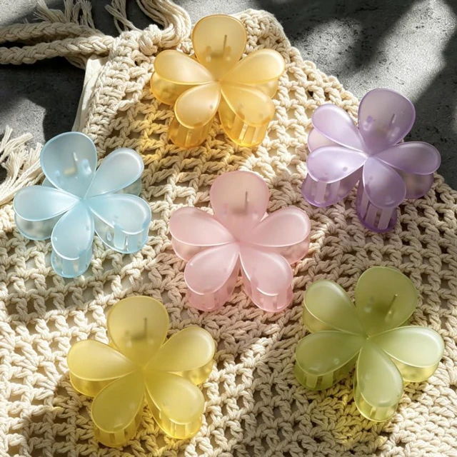 Alt view image 3 of 7 - 6 Pcs Flower Hair Claw Clips for Women, Ice Cream Color Large Claw Clips with Strong Hold Non Slip, Cute Hair Accessories for Thick Thin Curly Hair (Ice Cream)