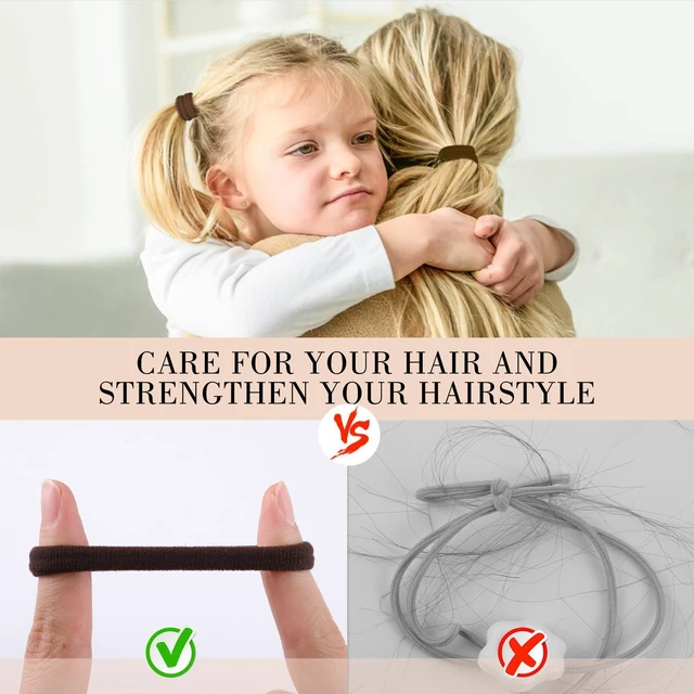 Alt view image 6 of 7 - obeoby 100Pcs Nylon Hair Ties for Thick Hair, Elastic Ponytail Holders | Seamless Elastic Bands, Stretchy Hair Bands, No-Pull Hold, for Thick or Thin Hair, Neutral Color