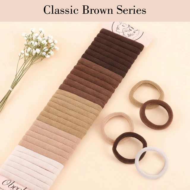 Alt view image 5 of 7 - obeoby 100Pcs Nylon Hair Ties for Thick Hair, Elastic Ponytail Holders | Seamless Elastic Bands, Stretchy Hair Bands, No-Pull Hold, for Thick or Thin Hair, Neutral Color