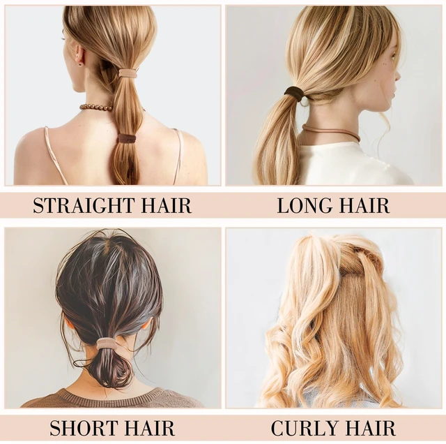 Alt view image 7 of 7 - obeoby 100Pcs Nylon Hair Ties for Thick Hair, Elastic Ponytail Holders | Seamless Elastic Bands, Stretchy Hair Bands, No-Pull Hold, for Thick or Thin Hair, Neutral Color