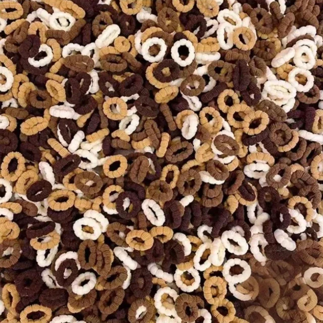 Main image of 500 PCS Cotton Hair Ties for Babies & Kids No-Crease, Gentle Hair Elastics for Girls & Toddlers Soft Ponytail Holders for Thin & Thick Hair, Small Hair Accessories Rubber Hair Elastics (Brown)