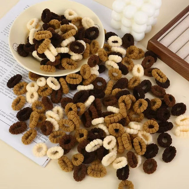 Alt view image 2 of 7 - 500 PCS Cotton Hair Ties for Babies & Kids No-Crease, Gentle Hair Elastics for Girls & Toddlers Soft Ponytail Holders for Thin & Thick Hair, Small Hair Accessories Rubber Hair Elastics (Brown)