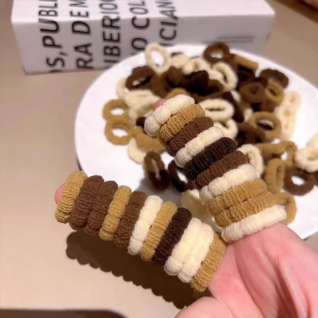 Alt view image 3 of 7 - 500 PCS Cotton Hair Ties for Babies & Kids No-Crease, Gentle Hair Elastics for Girls & Toddlers Soft Ponytail Holders for Thin & Thick Hair, Small Hair Accessories Rubber Hair Elastics (Brown)