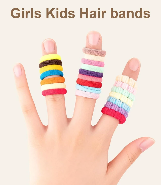 Alt view image 4 of 7 - UUDYIGE 360pcs Toddler Hair Ties, No Damage Cotton Elastics for Baby & Kids | Soft Cotton | Ponytails Holders & Braids | Seamless Design | Fine & Thin Hair | Hair Bands for Little Girls | Assorted Col