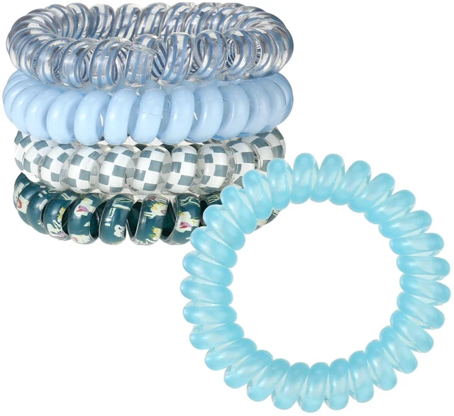 Main image of 5 PCS Spiral Hair Ties - No Damage, No Crease, Large Elastic, Waterproof Ponytail Holders for Thick & Thin Hair (Color B)