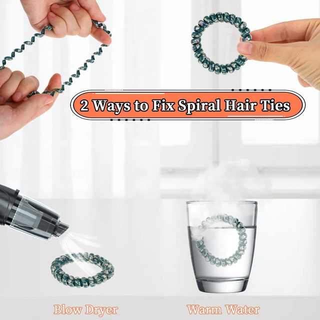 Alt view image 5 of 7 - 5 PCS Spiral Hair Ties - No Damage, No Crease, Large Elastic, Waterproof Ponytail Holders for Thick & Thin Hair (Color B)