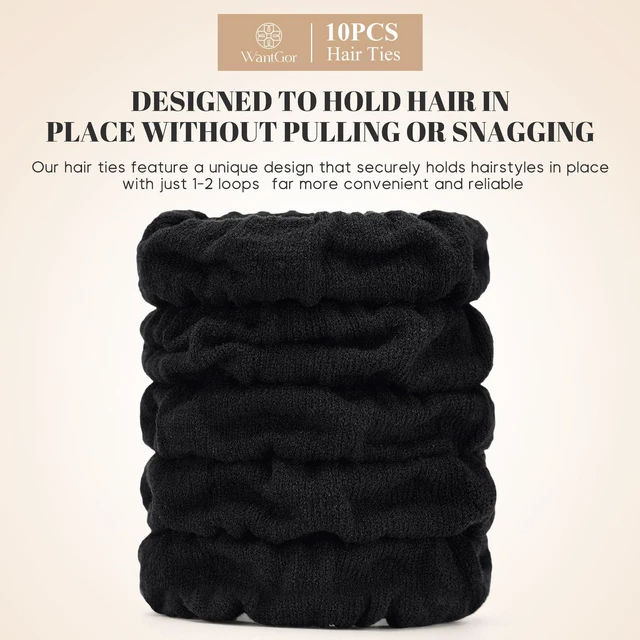 Alt view image 2 of 7 - WantGor Hair Ties, Women 10PCS Hair Bands No Damage Elastic Scrunchies Seamless Ponytail Holders Hair Accessories Head Bands for Women's Thick Thin Hair (Black)