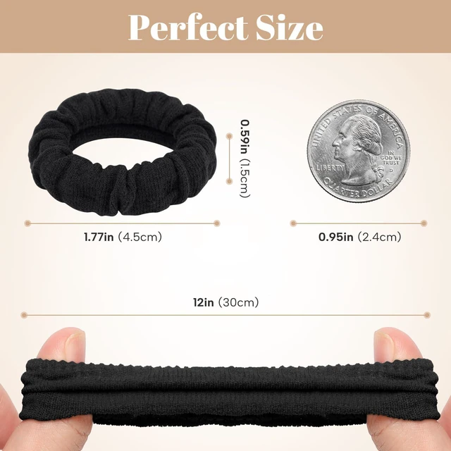 Alt view image 3 of 7 - WantGor Hair Ties, Women 10PCS Hair Bands No Damage Elastic Scrunchies Seamless Ponytail Holders Hair Accessories Head Bands for Women's Thick Thin Hair (Black)