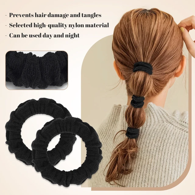 Alt view image 4 of 7 - WantGor Hair Ties, Women 10PCS Hair Bands No Damage Elastic Scrunchies Seamless Ponytail Holders Hair Accessories Head Bands for Women's Thick Thin Hair (Black)