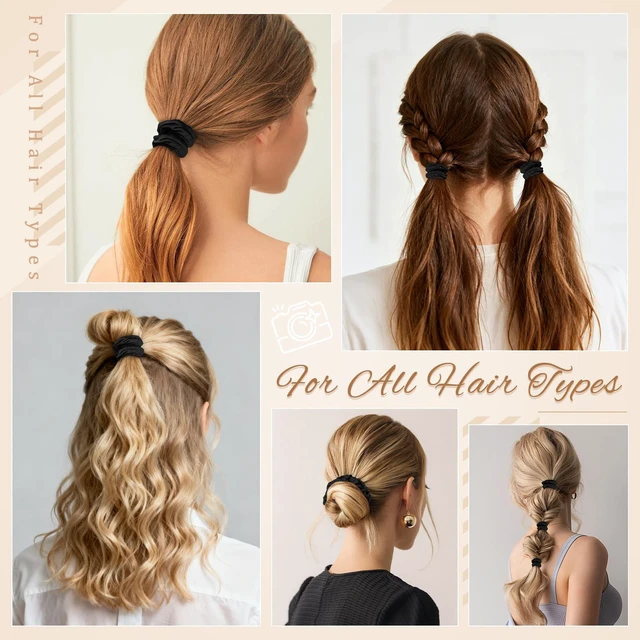 Alt view image 5 of 7 - WantGor Hair Ties, Women 10PCS Hair Bands No Damage Elastic Scrunchies Seamless Ponytail Holders Hair Accessories Head Bands for Women's Thick Thin Hair (Black)