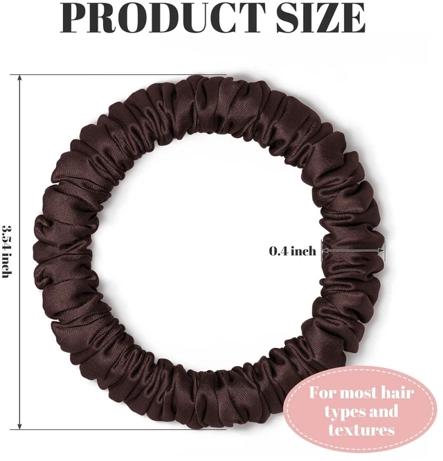 Alt view image 7 of 7 - Scrunchies Hair Ties Silky Satin Scrunchy, WantGor Women 4PC Hair Bands | Satin Hair Scrunchies Elastic Scrunchies Bracelets Ponytail Holders Hair Accessories (Black,Brown,Champagne,Apricot)