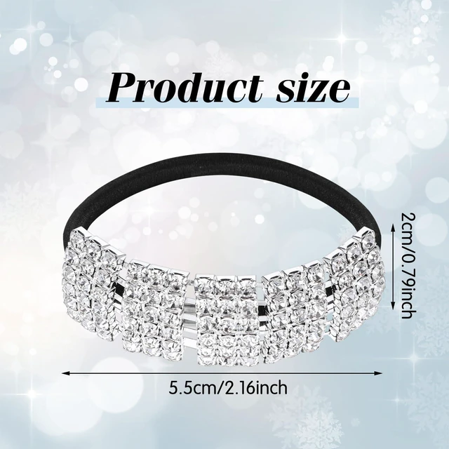 Alt view image 4 of 7 - 3pcs Pony Tails Hair Ties, Crystal Ponytail Holders, Hair Ties, Silver | Sparkly Rhinestone, Elastic Scrunchies, for Thin Thick Hair, Rhinestone Hair Accessories, for Women Girls