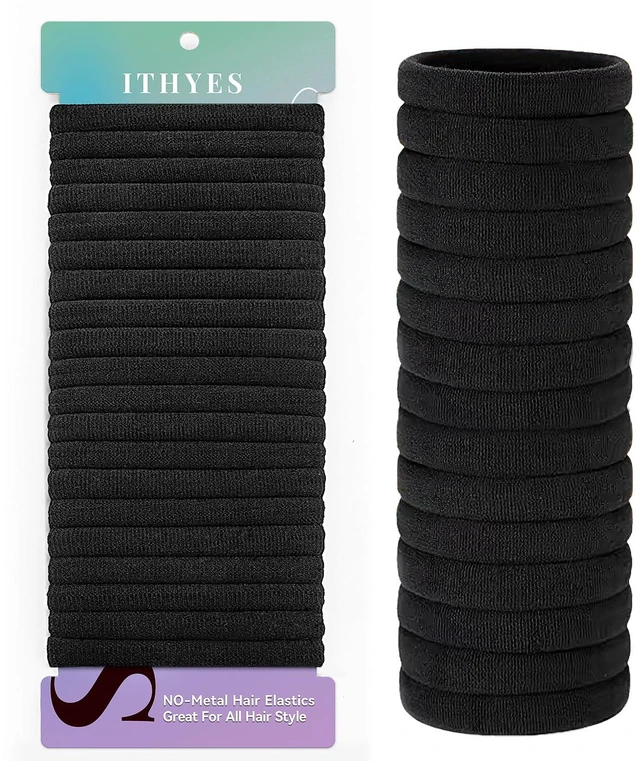 Main image of hair ties no damage,Hair Bands for Women Thick Hair,20 Pcs Elastic Hair Ties,Black Hair Bobbles for Men Girl,Hair Band Ponytail Holders,Hair Accessories,Scrunchies for Women