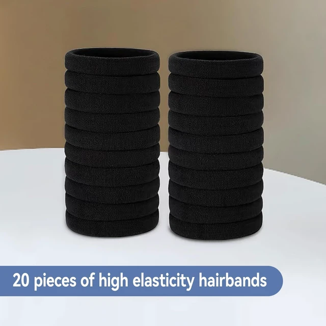 Alt view image 5 of 6 - hair ties no damage,Hair Bands for Women Thick Hair,20 Pcs Elastic Hair Ties,Black Hair Bobbles for Men Girl,Hair Band Ponytail Holders,Hair Accessories,Scrunchies for Women
