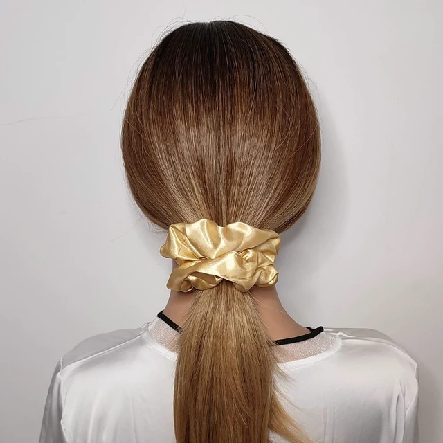 Alt view image 2 of 4 - 6 Pcs Satin Silk Hair Scrunchies Soft Hair Ties Fashion Hair Bands Hair Bow Ropes Hair Elastic Bracelet Ponytail Holders Hair Accessories for Women and Girls (4.5 Inch, Dark Gold)