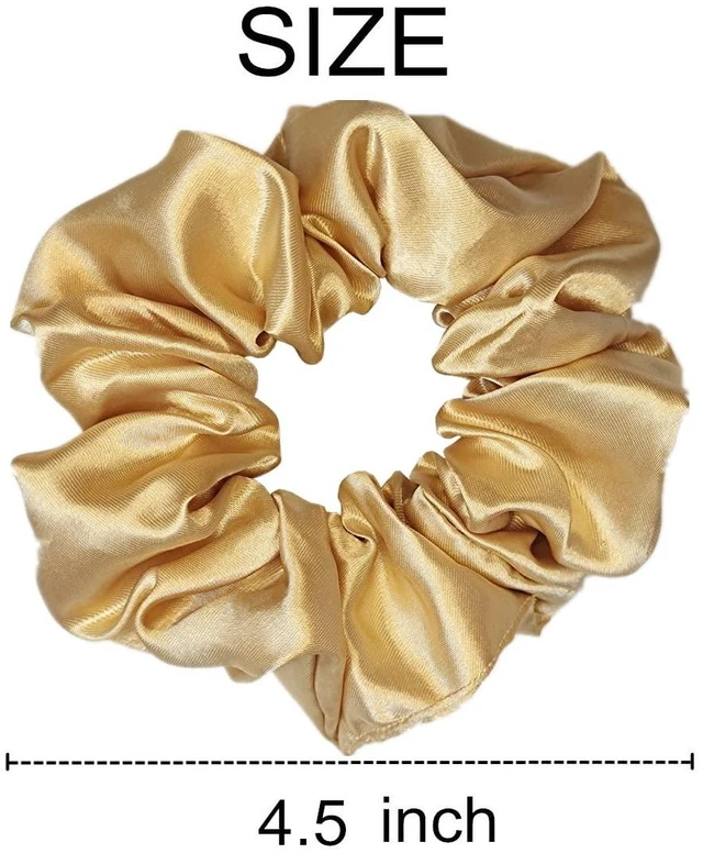 Alt view image 3 of 4 - 6 Pcs Satin Silk Hair Scrunchies Soft Hair Ties Fashion Hair Bands Hair Bow Ropes Hair Elastic Bracelet Ponytail Holders Hair Accessories for Women and Girls (4.5 Inch, Dark Gold)