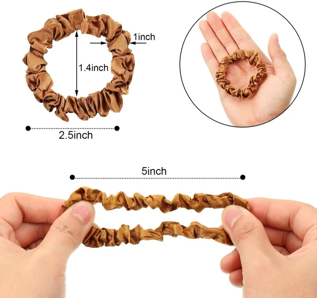 Alt view image 5 of 7 - 12 Pcs Small Satin Scrunchies Bulk Silk Hair Ties for Women, Multicolor | Mini Scrunchy, Thin Hair Bands, Skinny Ponytail Holders, Suitable for Thick Curly Ponytails Wrist Decor