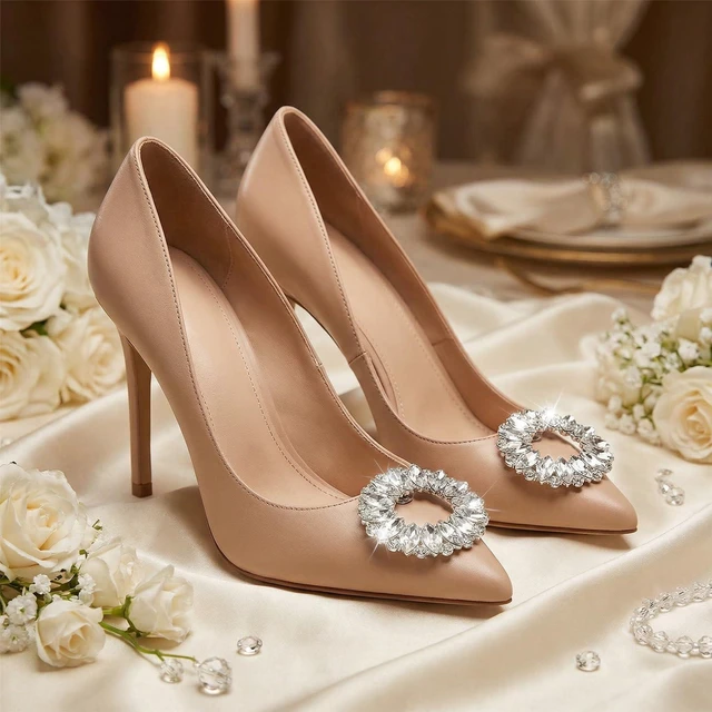Alt view image 5 of 7 - Sorcristy 4 PCS Rhinestone Bow Shoe Clips for Women, Silver Crystal Bow Clips on Heels, Detachable Shoe Charms Decorations for High Heels Wedding Bridal Prom Party