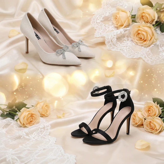 Alt view image 6 of 7 - Sorcristy 4 PCS Rhinestone Bow Shoe Clips for Women, Silver Crystal Bow Clips on Heels, Detachable Shoe Charms Decorations for High Heels Wedding Bridal Prom Party