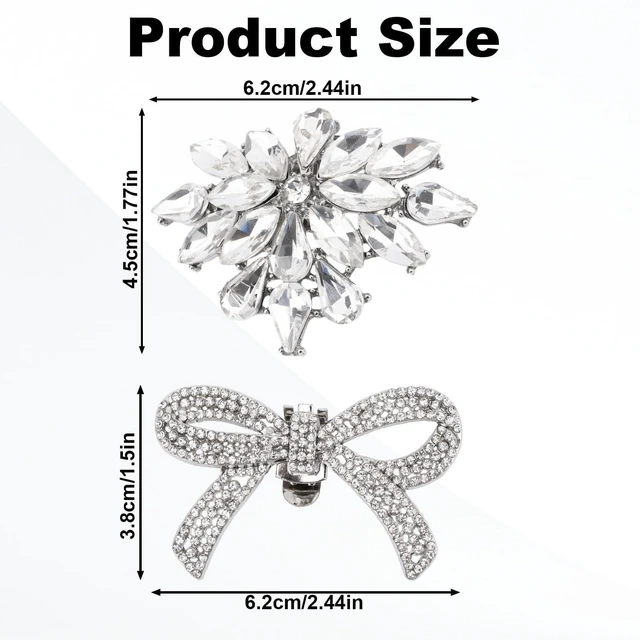 Alt view image 2 of 7 - Fukaisu 4pcs Rhinestone Shoe Clip, 2 Style Flower Shoe Clips Detachable Rhinestone Bow Heels Accessories for Women Heels Dress Shoes