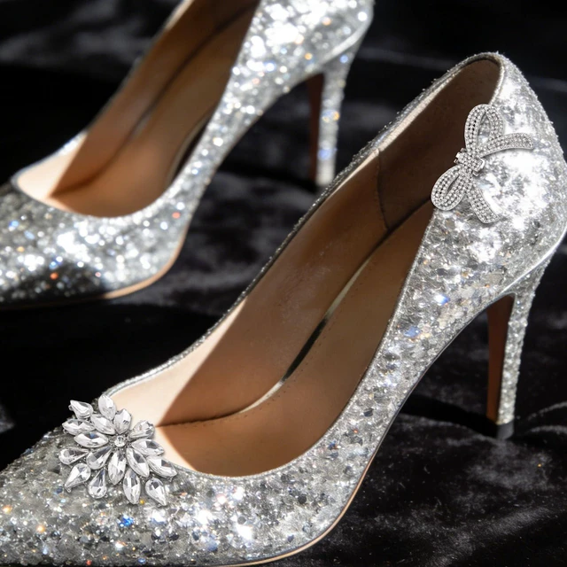 Alt view image 7 of 7 - Fukaisu 4pcs Rhinestone Shoe Clip, 2 Style Flower Shoe Clips Detachable Rhinestone Bow Heels Accessories for Women Heels Dress Shoes