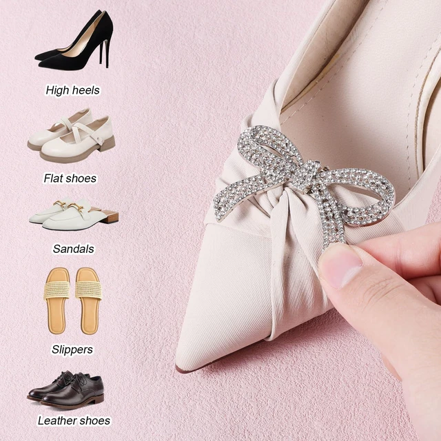 Alt view image 6 of 7 - Mikovivi 2pcs Rhinestone Bow Shoe Clips, Decorative Shoe Clips for Women Detachable Sparkling Rhinestone Shoe Charm Bow Shoe Buckles Accessories for Heels Dress Shoes Wedding (Silver)