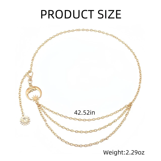 Alt view image 5 of 6 - Waist Chain for WomenRenaissance Greek Goddess Accessories Y2K Body Belly Chain Skirt Medieval Hippie Corset Dress Stomach Belt Hip Fashion - Gold Moon