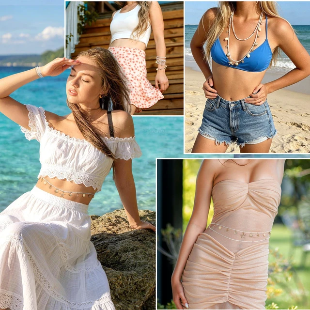 Alt view image 3 of 6 - Addveyra Seashell Waist Chain for Women 2 Pcs Starfish Beads Belly Belt | Beach Jewelry Accessories