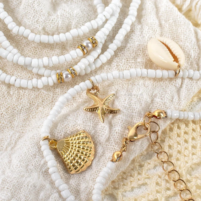 Alt view image 5 of 6 - Addveyra Seashell Waist Chain for Women 2 Pcs Starfish Beads Belly Belt | Beach Jewelry Accessories