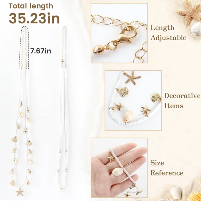 Alt view image 6 of 6 - Addveyra Seashell Waist Chain for Women 2 Pcs Starfish Beads Belly Belt | Beach Jewelry Accessories