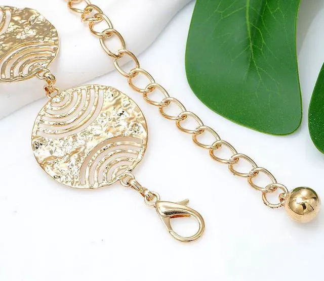 Alt view image 4 of 5 - Heyjoin Ladies Adjustable Chunky Waist Belly Chain Belt for Dresses | Women's Waist Chain (Disc Gold-M)