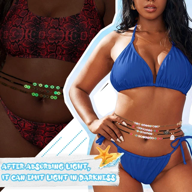 Alt view image 2 of 7 - ELABEST African Waist Beads 23.6-39.3 inch Elastic Waist Beads for Women 8Pcs Stretch Friendship Belly Beads Waist Jewelry Accessories (Black, 23.6inch/60cm)