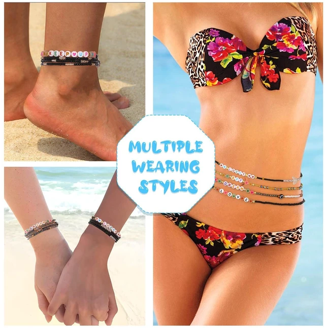Alt view image 3 of 7 - ELABEST African Waist Beads 23.6-39.3 inch Elastic Waist Beads for Women 8Pcs Stretch Friendship Belly Beads Waist Jewelry Accessories (Black, 23.6inch/60cm)