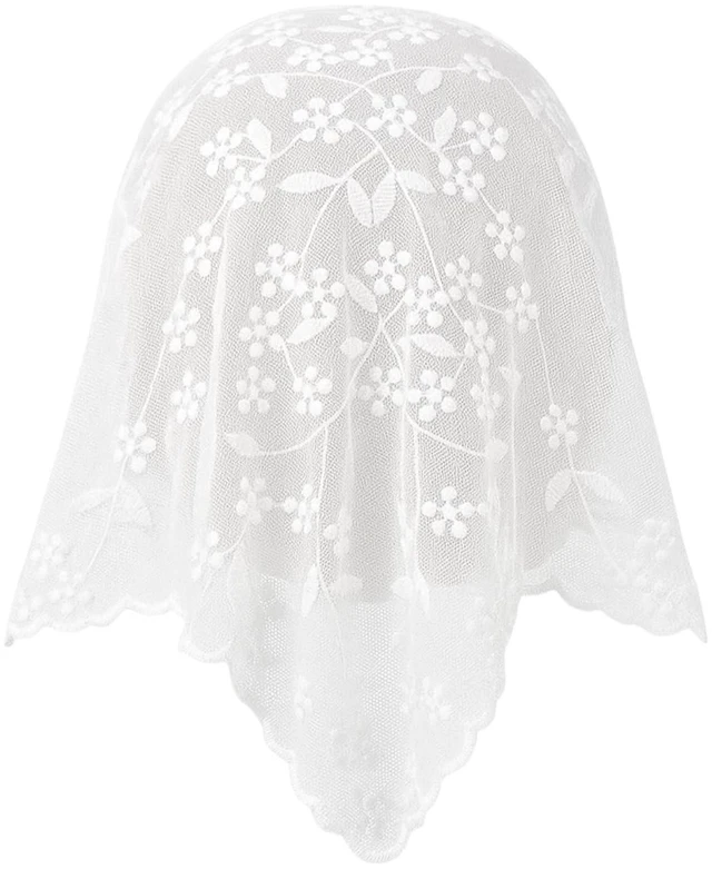 Main image of White Elegant Women Lace Flower Triangle Headband Summer Sunproof Lace Triangle Bandana for Sweet Girls Camping Taking Photo Women's Headbands, Women's Fashion Headbands Hats for Caps
